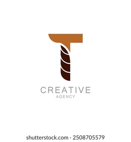 Logotipo de agencia creativa con diseño estilizado de letra T

