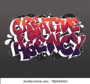 Creative agency logo in graffiti style, vector illustration