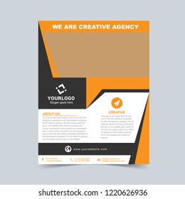 Creative agency orange flyer design template. Vector illustration.