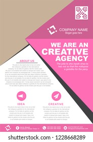 Creative agency pink flyer template. Vector illustration.
