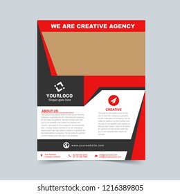 Creative agency red flyer design template. Vector illustration