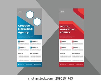 creative agency roll up banner design template. modern business poster leaflet design. cover, roll up banner, poster, print-ready