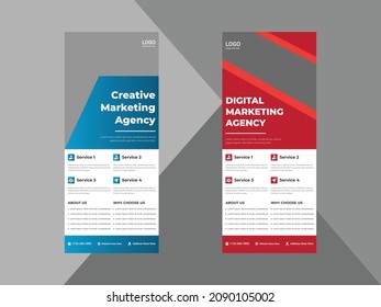 creative agency roll up banner design template. modern business poster leaflet design. cover, roll up banner, poster, print-ready