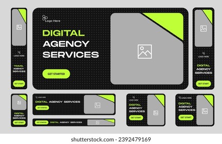 Creative agency web set banner design, digital marketing web bundle banner design for social media post, fully customizable vector eps 10 file format