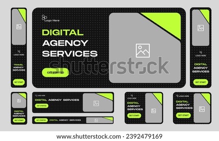 Creative agency web set banner design, digital marketing web bundle banner design for social media post, fully customizable vector eps 10 file format