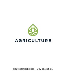 Creative Agriculture with Bridge Logo Vector Illustration Template 