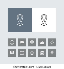 Creative Aids Ribbon  Line Icon with Bonus Icons. 