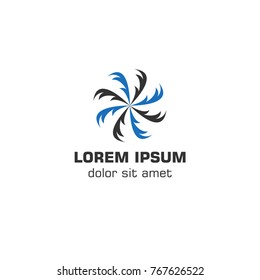 Creative air fan, Wind turbine, Air conditioning. Vector logo template