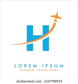 Creative Air Travel Logo Design with H letter. Air Travel Logo Design Template. tour and travel logo design vector eps 10	