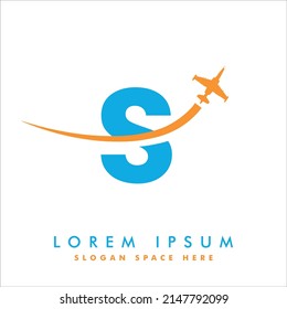 Creative Air Travel Logo Design with S letter. Air Travel Logo Design Template. tour and travel logo design vector eps 10	
