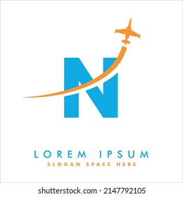 Creative Air Travel Logo Design with N letter. Air Travel Logo Design Template. tour and travel logo design vector eps 10	