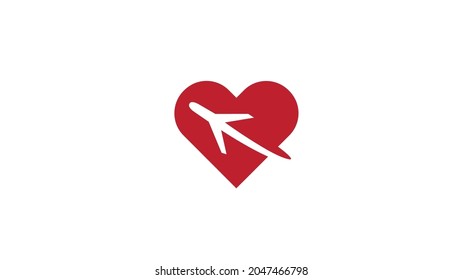 Creative airplane heart logo Vector symbol  Illustration