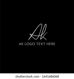 Creative AK letter logo with black background