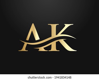 Creative AK letter with luxury concept. Modern AK Logo Design for business and company identity