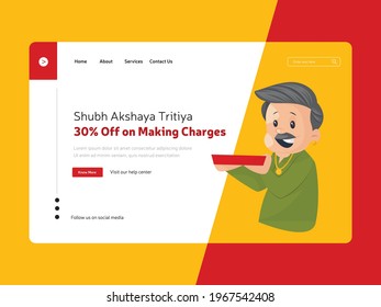 Creative Akshaya tritiya landing page template. Vector cartoon illustration.