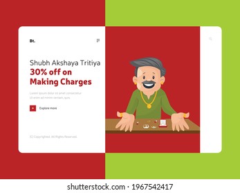 Creative Akshaya tritiya landing page template. Vector cartoon illustration.