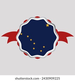 Emblema de etiqueta engomada de la bandera de Alaska creativa