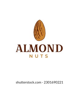 Creative almond nuts logo design hipster vintage vector illustration