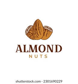 Diseño del logotipo de nueces de almendras creativas Hipster vintage ilustración vectorial