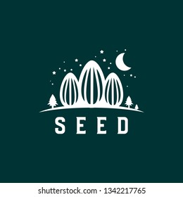 Creative Almond Seed Mountain Logo Design Design Idea