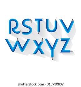 creative alphabet created like pencil vector illustration 