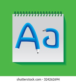 creative A alphabet created with pencil vector 