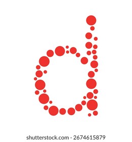 Creative Alphabet d Letter Design with Red Circles, Modern Abstract Typography Vector