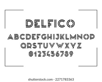 Creative Alphabet Delfico Letter Typography On White Background Vector Template