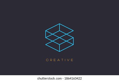 kreativer Alphabet-Buchstabe S Logo-Design einzeln auf schwarzem Hintergrund