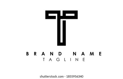 Logo De Alfabeto Creativo Diseño De Línea De Texto, Logo De Texto De Línea, Logo De Alfabeto Mínimo, Logotipo De Letra T Sharp