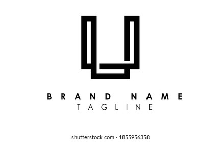 Logo De Alfabeto Creativo Diseño De Línea De Texto, Logo De Texto De Línea, Logo De Alfabeto Mínimo, Logotipo De Letra U Sharp