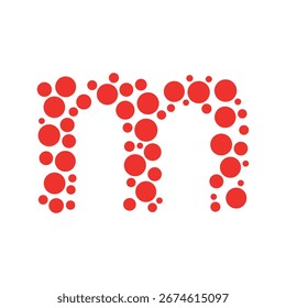 Creative Alphabet m Letter Design with Red Circles, Modern Abstract Typography Vector