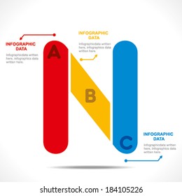 creative  alphabet 'N'  info-graphics design concept vector