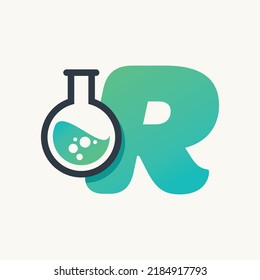 Creative alphabet R with lab logo vector concept 