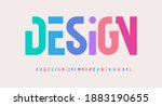 Creative alphabet, rainbow colors, modern geometric font. Bright colorful type for futuristic or kid logo, headline, lettering and typography. Trendy style letters, vector typographic design. 