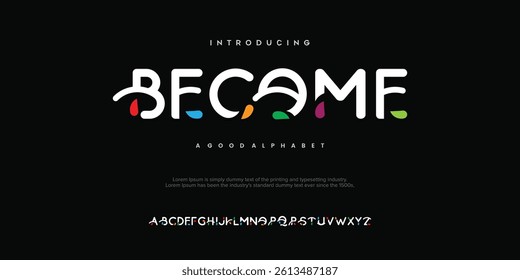 Creative alphabet, rainbow colors, modern geometric font. Bright colorful type for futuristic or kid logo, headline, lettering and typography. Trendy style letters, vector typographic design. 
