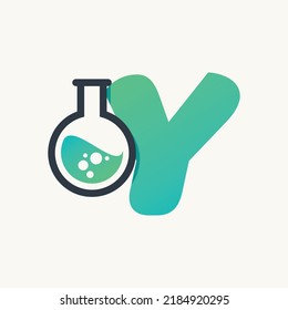 Creative alphabet Y with lab logo vector concept 