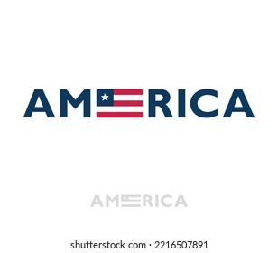 Creative America Text Flag Design Sign Illustration