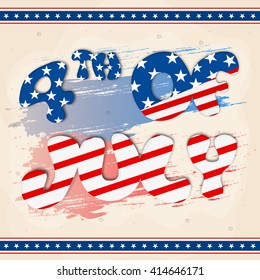 Creative American Flag colors text 4th of July on abstract background, Elegant greeting card design for Independence Day celebration.