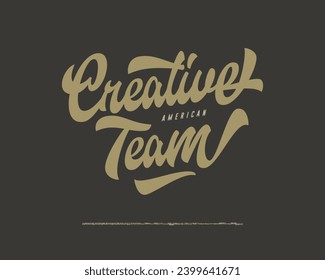 Equipo americano creativo. Fuente de guión de pincel original. Vector