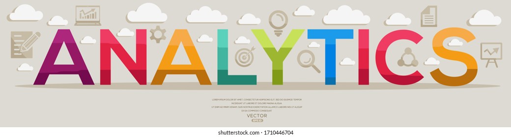 Diseño creativo (analítico), letras e iconos,Ilustración vectorial.