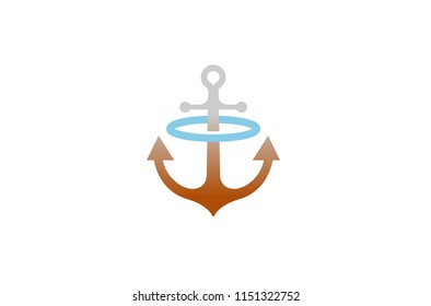 Creative Anchor Circle Logo Design Illustration