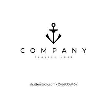 creative anchor line logo design