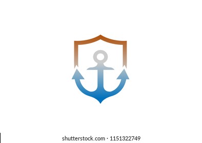 Creative Anchor Shield Logo Vector Icon Design Illustration