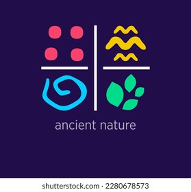 Creative ancient natural flower logo design. Modern design color. Organic lifestyle logo template. vector.