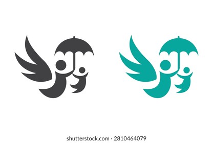 Creative Angel Umbrella Logo Design for Insurance Protection Charity Business.