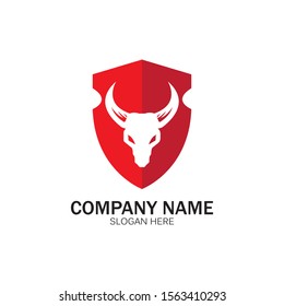 creative angry shield bull head logo design symbol vector illustration-vector