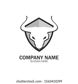 creative angry shield bull head logo design symbol vector illustration-vector