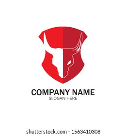 creative angry shield bull head logo design symbol vector illustration-vector