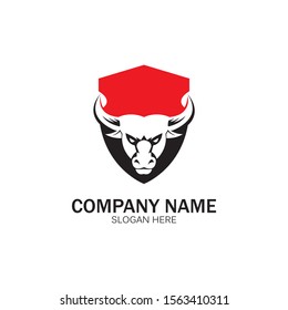 creative angry shield bull head logo design symbol vector illustration-vector